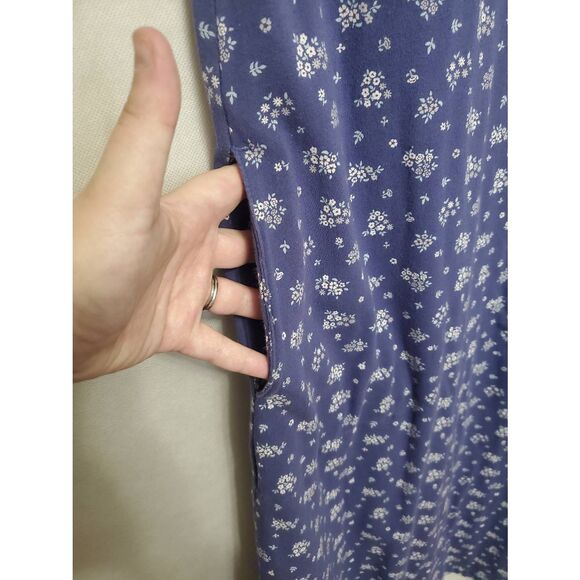 Duluth Trading Free Range Organic Cotton Microfloral Tee Shirt Dress Midi Maxi - Picture 4 of 6